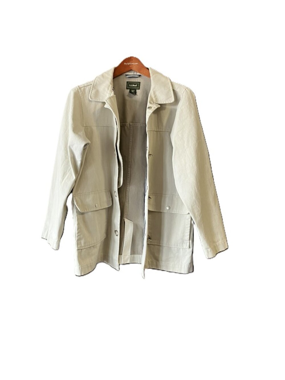 L.L.Bean Women's Small Off-White Utility Jacket | Nautical Hook Clasp Closure - Picture 2 of 13